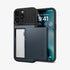 ACS06589 - iPhone 15 Pro Max Case Slim Armor CS in black showing the back with card in slot